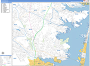 Toms River  Wall Map Basic Style
